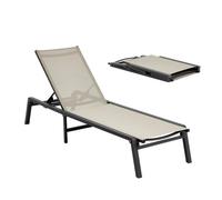 VEVOR Outdoor Chaise Lounge Chair, 400 lbs Weight Capacity, Foldable Sun Tanning Chair, 5 Adjustable Positions, Easy Assembly, Heavy Duty Aluminum Poo