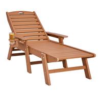 VEVOR Chaise Lounge Chair, 400 lbs Weight Capacity, 6 Positions Adjustable Patio Lounge Chair, Outdoor HDPE Lounge Chair with Backrest & Cup Holder, for Pool Poolside Deck Backyard Lawn, Brown