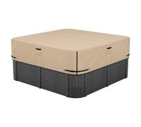 VEVOR Outdoor Hot Tub Cover, 95x95x20in/2413x2413x508mm Weatherproof & Waterproof Hot Tub Cover Protector, 600D Heavy Duty Oxford Fabric and 950N Tearing Strength, Square Spa Covers for Hottub, Brown