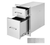 VEVOR Outdoor Kitchen Drawers 13 W x 205 H x 21 D Flush Mount Double BBQ Access Drawers with Stainless Steel Handle BBQ