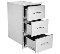 Vevor Outdoor Kitchen Drawers 16" W X 28.5" H X 20.5" D, Flush Mount Triple Access Bbq Drawers Stainless Steel