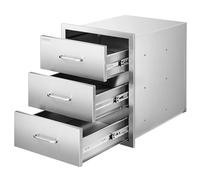 VEVOR Outdoor Kitchen Drawers 18.11" W x 23.23" D x 23.23" H, Triple-Access Stainless Steel Modular Drawer Cabinet with Handles, BBQ Island Drawer for Outdoor Kitchen or BBQ Island Patio Grill Station
