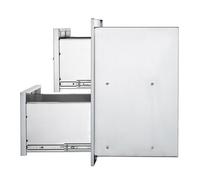 Vevor Outdoor Kitchen Drawers 18W X 20.6H X 12.7D Inch, Flush Mount Double Bbq Drawers Stainless Steel With Handle