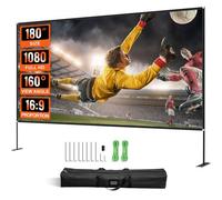 VEVOR Outdoor Movie Screen, 180" Portable Movie Screen, 16:9 HD Wide Angle Outdoor Projector Screen, Easy Assembly Portable Projector Screen w/Storage Bag & Stand, Projector Screen for Outdoor Use