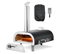 VEVOR Outdoor Pizza Oven, 12 Inch Wood Fired Pizza Ovens, Pellet Pizza-Stove with Thermometer, Portable Pizza-Maker for Outside Backyard Patio Camping, Pizza-Stone, Carry Bag, Shovel, Black