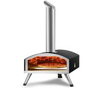 VEVOR Outdoor Pizza Oven, 12-inch, Wood Pellet and Charcoal Fired Pizza Maker, Portable Outside Stainless Steel Pizza Grill with Pizza Stone, Waterproof Cover, Shovel, Wood Burner for Backyard Camping