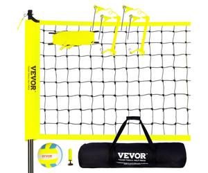 VEVOR Outdoor Portable Volleyball Net System, Adjustable Height Steel Poles, Professional Volleyball Set with PVC Volleyball, Pump, Carrying Bag,