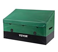 VEVOR Outdoor Storage Box, 100 Gallon Waterproof PE Tarpaulin Deck Box w/Galvanized Frame, All-Weather Protection & Portable, for Camping, Garden, Poolside, and Yard, Black & Green