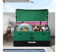 VEOVR Outdoor Storage Box, 100 Gallon Waterproof PE Tarpaulin Deck Box with Galvanized Frame, All-Weather Protection & Portable, for Camping, Garden, Poolside, and Yard, Brown & Blue