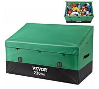 VEOVR Outdoor Storage Box, 230 Gallon Waterproof PE Tarpaulin Deck Box with Galvanized Frame, All-Weather Protection & Portable, for Camping, Garden, Poolside, and Yard, Green & Black
