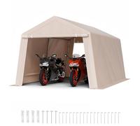 VEVOR Outdoor Storage Shed, 10 x 15 ft Portable Storage Tent with 2 Roll-up Doors & Vents, Waterproof Canopy Shed Shelter, Heavy Duty Frame, Patio Garage Carport for Motorcycle Lawn Mower, Beige