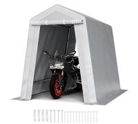 VEVOR Outdoor Storage Shed, 6 x 8 ft Portable Storage Tent with 2 Roll-up Doors & Vents, Waterproof Canopy Shed Shelter, Heavy Duty Frame, Patio Garage Carport for Motorcycle, Lawn Mower, Bike, Grey