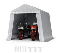 VEVOR Outdoor Storage Shed, 8 x 8 ft Portable Storage Tent with Roll-up Door & Vents, Waterproof Canopy Shed Shelter, Heavy Duty Frame, Patio Garage Carport for Motorcycle, Lawn Mower, Bike, Grey