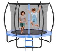 VEVOR Outdoor Trampoline, 8FT Recreational Trampoline, ASTM Approved Trampolines with Enclosure Net & Thickened Pad, Max 265 lbs Weight Capacity, Anti-Rust Backyard Trampolines for Kids & Adults