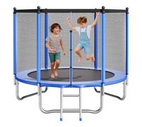 VEVOR Outdoor Trampoline, 8FT Round Recreational Trampoline with Enclosure Net, ASTM Approved, Heavy Duty Trampolines, Max 265 lbs Weight Capacity, Anti-Rust Backyard Trampolines for Kids & Adults
