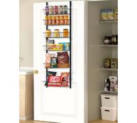 VEVOR Over the Door Pantry Organizer, 6-Tier Pantry Organization and Storage, Heavy-Duty Steel Hanging Spice Rack, Adjustable Wall Seasoning Shelves, for Home Kitchen Laundry Room Bathroom, Black