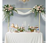 VEVOR Over The Table Rod Stand with Clamps, 13"-42" Tall & 28"-98" Length Adjustable, 2 Packs Table Arch Stand, Tabletop Balloon Arch Frame for Wedding Birthday Party Christmas Decorations, Gold