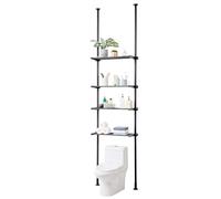 VEVOR Over the Toilet Storage, 4-Tier Adjustable Over Toilet Bathroom Organizer, Low-carbon Steel 53"-132" Tall Storage Shelf Rack, Easy Assembly Laundry Space Saver, for Small Rooms, Fit Most Toilets