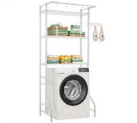 VEVOR Over Washer and Dryer Storage Shelf, 3 Tiers Laundry Room Drying Rack with Hanger Rod and Hooks, Single Row Adjustable Washer Shelves Space Saver, for Laundry Room Storage & Organization, White