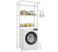 VEVOR Over Washer and Dryer Storage Shelf, 3 Tiers Laundry Room Drying Rack with Hanger Rod and Hooks, Single Row Adjustable Washer Shelves Space Saver, for Laundry Room Storage & Organization, White