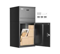 VEVOR Package Delivery Boxes for Outside, 38.6 in Mailbox for Parcel with Lock, Galvanized Steel Package Drop Box with Anti-Theft Design, Weather-Resistant Package Mailbox for Home and Office, Black