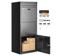 VEVOR Package Delivery Boxes for Outside, 47.2 in Mailbox for Parcel with Lock, Galvanized Steel Package Drop Box with Anti-Theft Design, Weather-Resistant Package Mailbox for Home and Office, Black