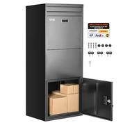VEVOR Package Delivery Boxes for Outside, 47.2 in Mailbox for Parcel with Lock, Galvanized Steel Package Drop Box with Anti-Theft Design, Weather-Resistant Package Mailbox for Home and Office, Black