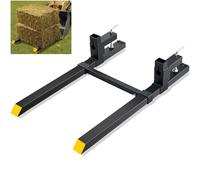 VEVOR Pallet Forks, 2000 lbs Clamp on Pallet Forks, 43" Total Length Tractor Bucket Forks with Adjustable Stabilizer bar, Heavy Duty Pallet Forks for Tractor Attachments, Skid Steer, Loader Bucket