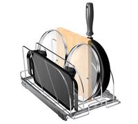 VEVOR Pan and Pot Rack Expandable Pull Out Under Cabinet Organizer Cookie Sheet Baking Pans tray Organization Adjustable Wire Dividers Steel Lid H