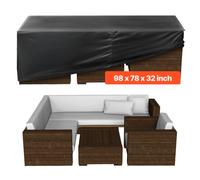 VEVOR Patio Furniture Cover, 420D Heavy Duty Waterproof Outdoor Dining Table and Chairs Cover, Large Rectangular Patio Table Covers with Air Vent for All Weather, 98L x 78W x 32H inch, Black