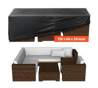 VEVOR Patio Furniture Cover, 420D Heavy Duty Waterproof Outdoor Dining Table and Chairs Cover, Large Rectangular Patio Table Covers with Air Vent for All Weather, 110L x 84W x 28H inch, Black
