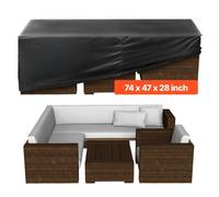 VEVOR Patio Furniture Cover, 420D Heavy Duty Waterproof Outdoor Dining Table and Chairs Cover, Large Rectangular Patio Table Covers with Air Vent for All Weather, 74L x 47W x 28H inch, Black