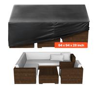 VEVOR Patio Furniture Cover, 420D Heavy Duty Waterproof Outdoor Dining Table and Chairs Cover, Large Squre Patio Table Covers with Air Vent for All Weather, 94L x 94W x 28H inch, Black