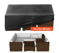 VEVOR Patio Furniture Cover, 420D Heavy Duty Waterproof Outdoor Dining Table and Chairs Cover, Large Squre Patio Table Covers with Air Vent for All Weather, 74L x 74W x 28H inch, Black