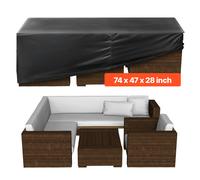 VEVOR Patio Furniture Cover, 420D Heavy Duty Waterproof Outdoor Dining Table and Chairs Cover, Large Rectangular Patio Table Covers with Air Vent for All Weather, 74L x 47W x 28H inch, Black
