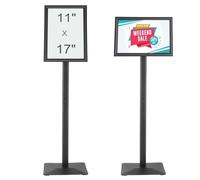 VEVOR Pedestal Sign Holder, 11 x 17 Inch Vertical and Horizontal Adjustable Poster Stand, Heavy-Duty Floor Standing Sign Holder with Metal Base for Display, Advertisement, and Outdoor, Black