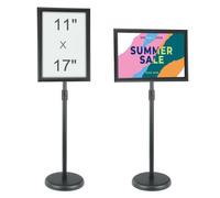 VEVOR Pedestal Sign Holder, 11 x 17 Inch Vertical and Horizontal Adjustable Poster Stand, Heavy-Duty Floor Standing Sign Holder with Round Base for Di