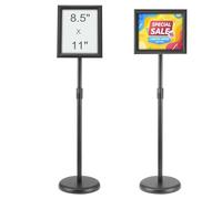 VEVOR Pedestal Sign Holder, 8.5 x 11 Inch Vertical and Horizontal Adjustable Poster Stand, Heavy-Duty Floor Standing Sign Holder with Round Base for Display, Advertisement, and Outdoor, Black