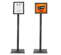 VEVOR Pedestal Sign Holder, 8.5 x 11 Inch Vertical and Horizontal Adjustable Poster Stand, Heavy-Duty Floor Standing Sign Holder with Metal Base for D