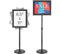 VEVOR Pedestal Sign Holder, 8.5 x 11 Inch Vertical and Horizontal Adjustable Poster Stand, Heavy-Duty Floor Standing Sign Holder with Round Base for Display, Advertisement, and Outdoor, Black