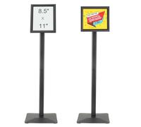 VEVOR Pedestal Sign Holder, 8.5 x 11 Inch Vertical and Horizontal Adjustable Poster Stand, Heavy-Duty Floor Standing Sign Holder with Metal Base for Display, Advertisement, and Outdoor, Black