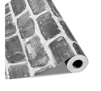 VEVOR Peel and Stick Wallpaper, 45cm x 10m Contact Paper Gray Brick Waterpoof Self Adhesive, Easy to Clean & Peel Wall Decorative Vinyl Roll for Bedro