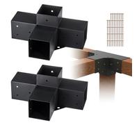 VEVOR Pergola Bracket Kit 4''x4''(Inner Size 3.6x3.6), 2pcs 4-Way Heavy Duty Corner Bracket Woodworks DIY Post Base Kit, Easy Installation Wooden Beam