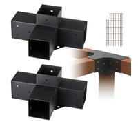 VEVOR Pergola Bracket Kit 101x101mm (inner 92 x 93 mm), 2pcs 4-Way Heavy Duty Corner Bracket Woodworks DIY Post Base Kit, Easy Installation Wooden Beams for Gazebos, Patio Pergolas, Log Cabin Outdoor