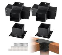 VEVOR Pergola Bracket Kit 152.4 x 152.4 mm, 4pcs 4-Way Heavy Duty Corner Bracket Woodworks DIY Post Base, Easy Installation Wooden Beams for Gazebos, Patio Pergolas, Log Cabin Outdoor Pergola Hardware