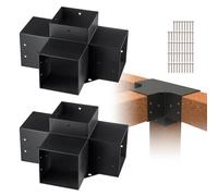 VEVOR Pergola Bracket Kit 6''x6''(Inner Size 5.6x5.6), 2pcs 4-Way Heavy Duty Corner Bracket Woodworks DIY Post Base Kit, Easy Installation Wooden Beam