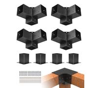 VEVOR Pergola Bracket Kit, 4x4 Inch (Inner Size 3.62x3.62 in), 4 Pcs 3-Way Heavy Duty Corner Bracket Woodworks DIY Post Base Kit, Easy Installation Wooden Beams for Gazebos, Patio Pergolas, Log Cabin