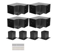 Vevor Pergola Bracket Kit, 4X4In (Inner Size 3.5X3.5), 4 Pcs 3-Way Heavy Duty Corner Bracket Woodworks Diy Post Base Kit