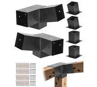 VEVOR Pergola Kit, 4x4 Inch 3-Way Slanted Brackets for 3.5x3.5 Inch Wood Beams in Actual Size, 2-Pack Pergola Brackets with 2 Post Bases and 2 Wall Mount Bases, for Outdoor Pergolas, Gazebos, Sheds