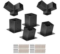 VEVOR Pergola Kit, 4x4 Inch 3-Way Slanted Brackets for 3.5x3.5 Inch Wood Beams in Actual Size, 2-Pack Pergola Brackets with 2 Post Bases and 2 Wall Mount Bases, for Outdoor Pergolas, Gazebos, Sheds